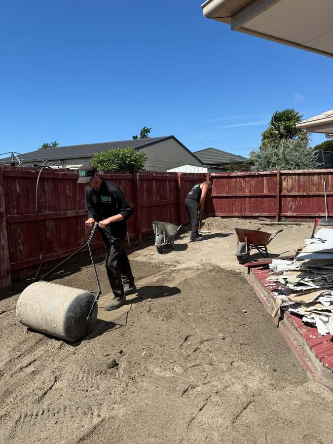 Ben's team preparing new lawn Blenheim